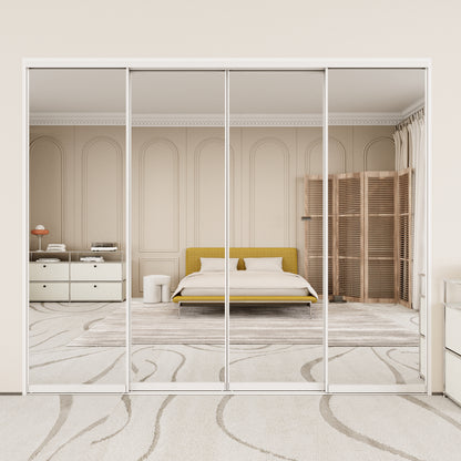 Mirrored Sliding Closet Door, Build Quality One Side Mirror Door for Bedrooms, Aluminum Frame Interior Door with Hardware Kit & Guide, Easy to Install