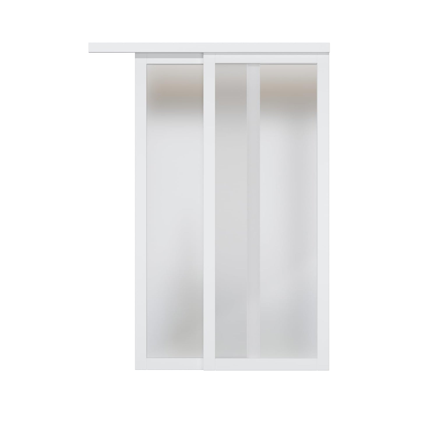 Sliding Closet Door Interior Doors with Hardware Kit & Floor Guide, Tempered Frosted Glass Door Pre-Drilled Easy Instal