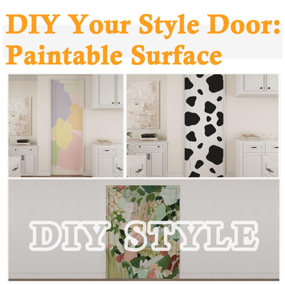Paintable Closet Sliding Door, Double 5 Panel Sliding Door with Hardware Kit, Pre-Drilled Doors Panel, MDF with Paintable Surface, White, Need to Assemble