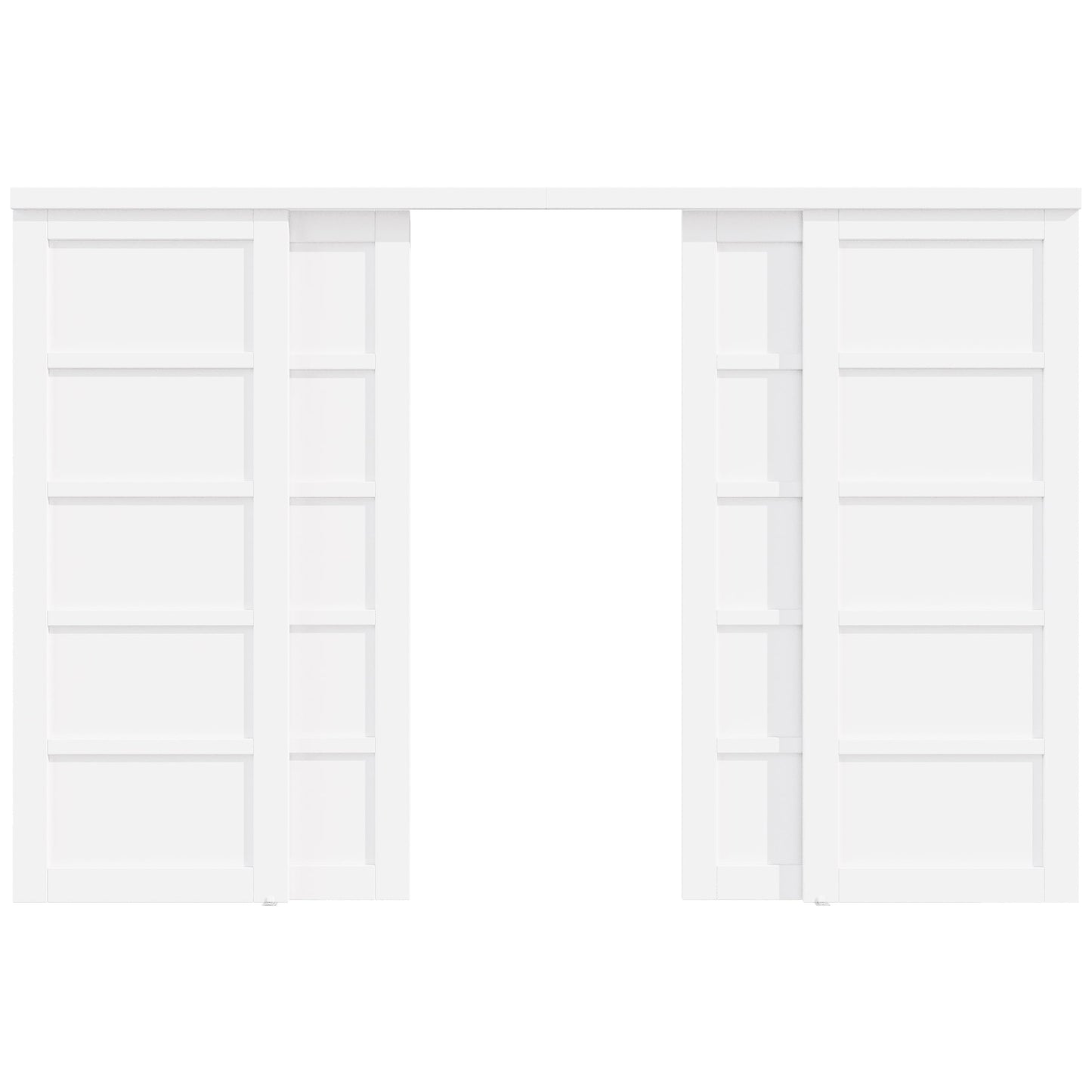 Paintable Closet Sliding Door, Double 5 Panel Sliding Door with Hardware Kit, Pre-Drilled Doors Panel, MDF with Paintable Surface, White, Need to Assemble