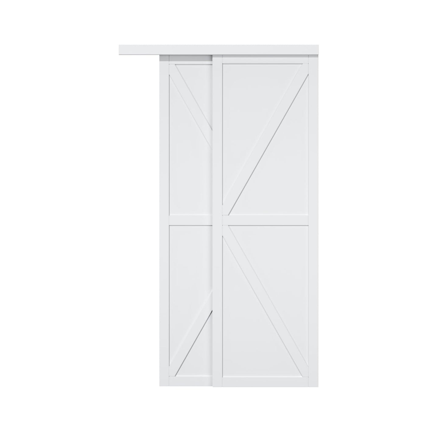Sliding Closet Door Interior Doors with Hardware Kit & Floor Guide, K Shape Solid Core Closet Door PVC Surface Pre-Drilled Easy Assemble