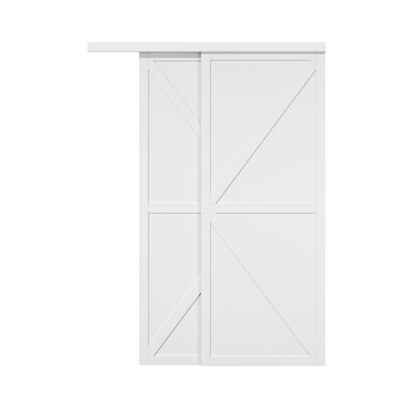Sliding Closet Door Interior Doors with Hardware Kit & Floor Guide, K Shape Solid Core Closet Door PVC Surface Pre-Drilled Easy Assemble