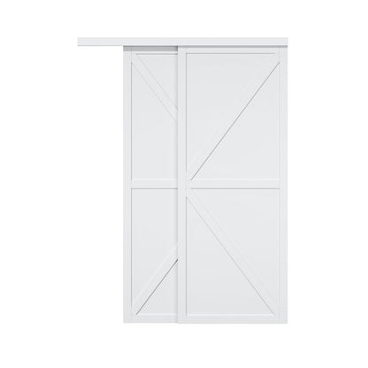 Sliding Closet Door Interior Doors with Hardware Kit & Floor Guide, K Shape Solid Core Closet Door PVC Surface Pre-Drilled Easy Assemble