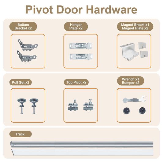 Jujubon Pivot Door Hardware |  Pivot Door Hardware with Track & Fascia
