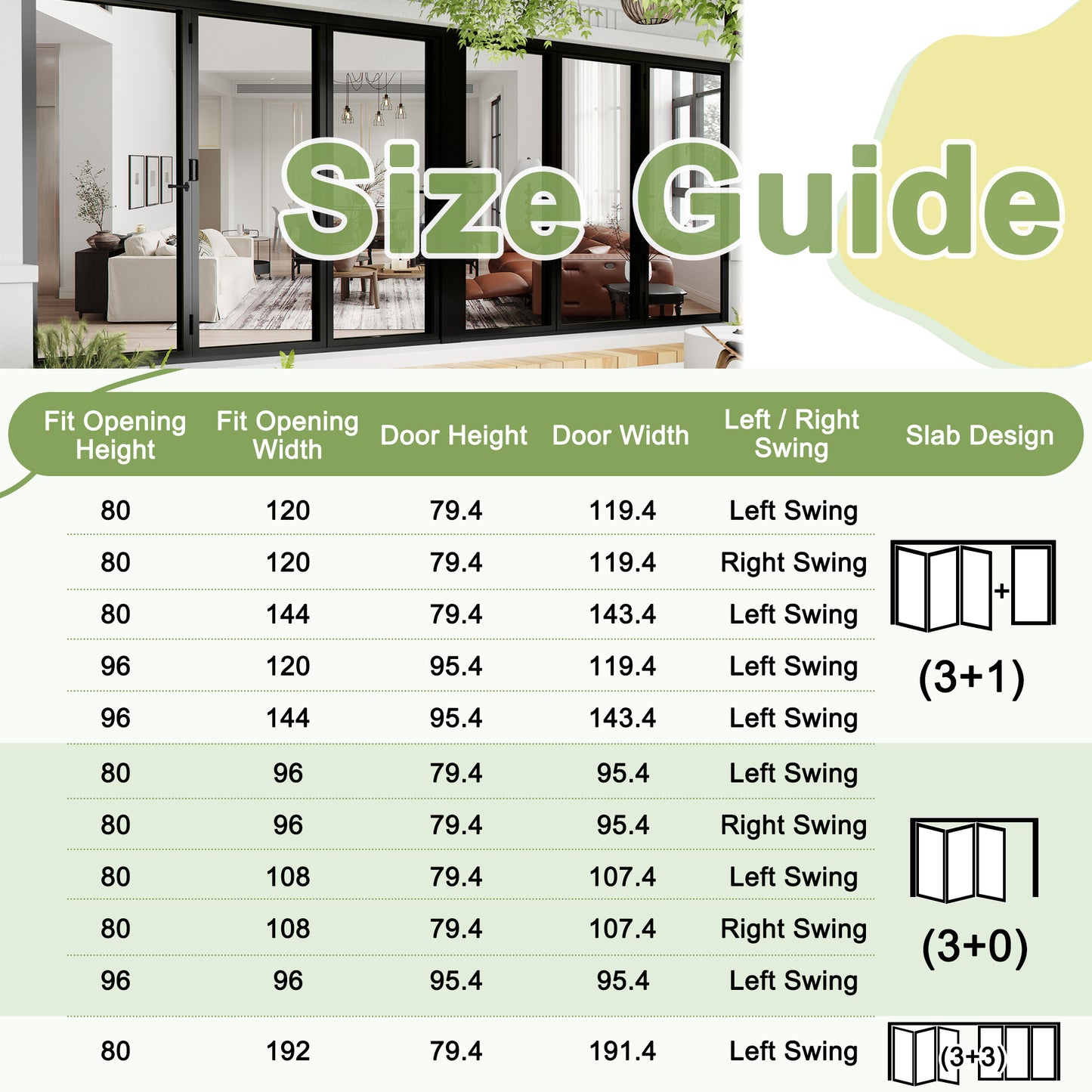 Jujubon Black 6 Panel Center Opening Outswing Double Tempered Glass Aluminum Folding Patio Door