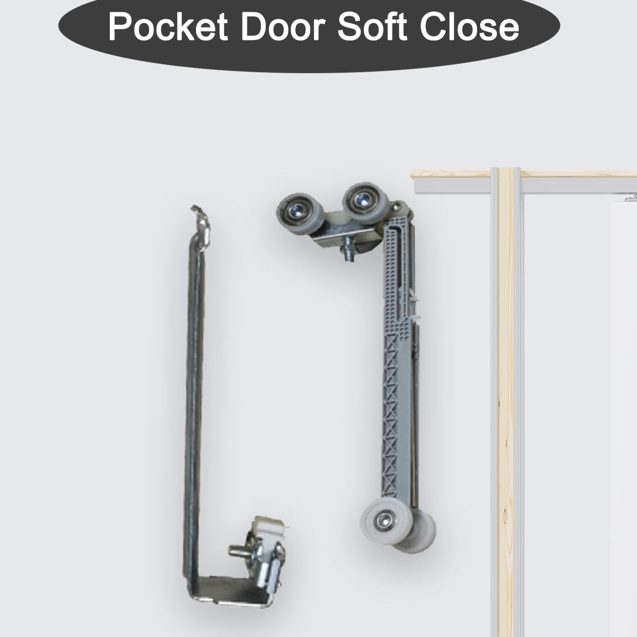 JUJUBON 18 in. to 36 in. x 80 in. Universal Steel Pocket Door Frame with Soft Close