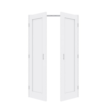 Jujubon 1-Lite Panel White Solid Core Finished Glass French Door Panels with Silver Ball Catch, with Ready-to-Assemble Jamb