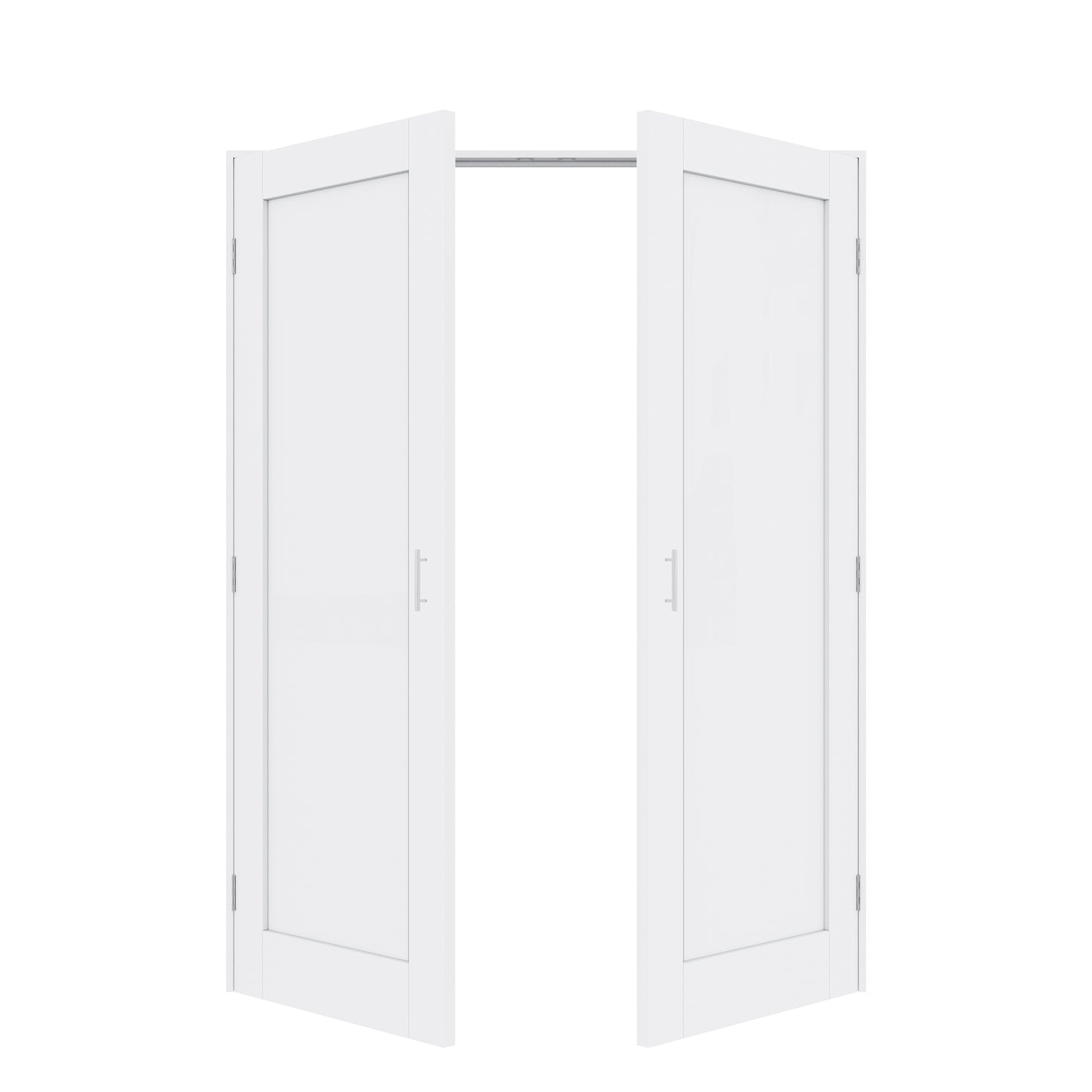 Jujubon 1-Lite Panel White Solid Core Finished Glass French Door Panels with Silver Ball Catch, with Ready-to-Assemble Jamb