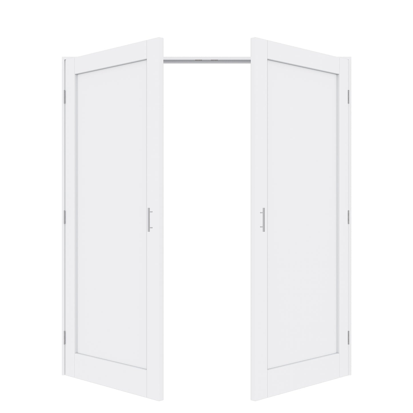 Jujubon 1-Lite Panel White Solid Core Finished Glass French Door Panels with Silver Ball Catch, with Ready-to-Assemble Jamb