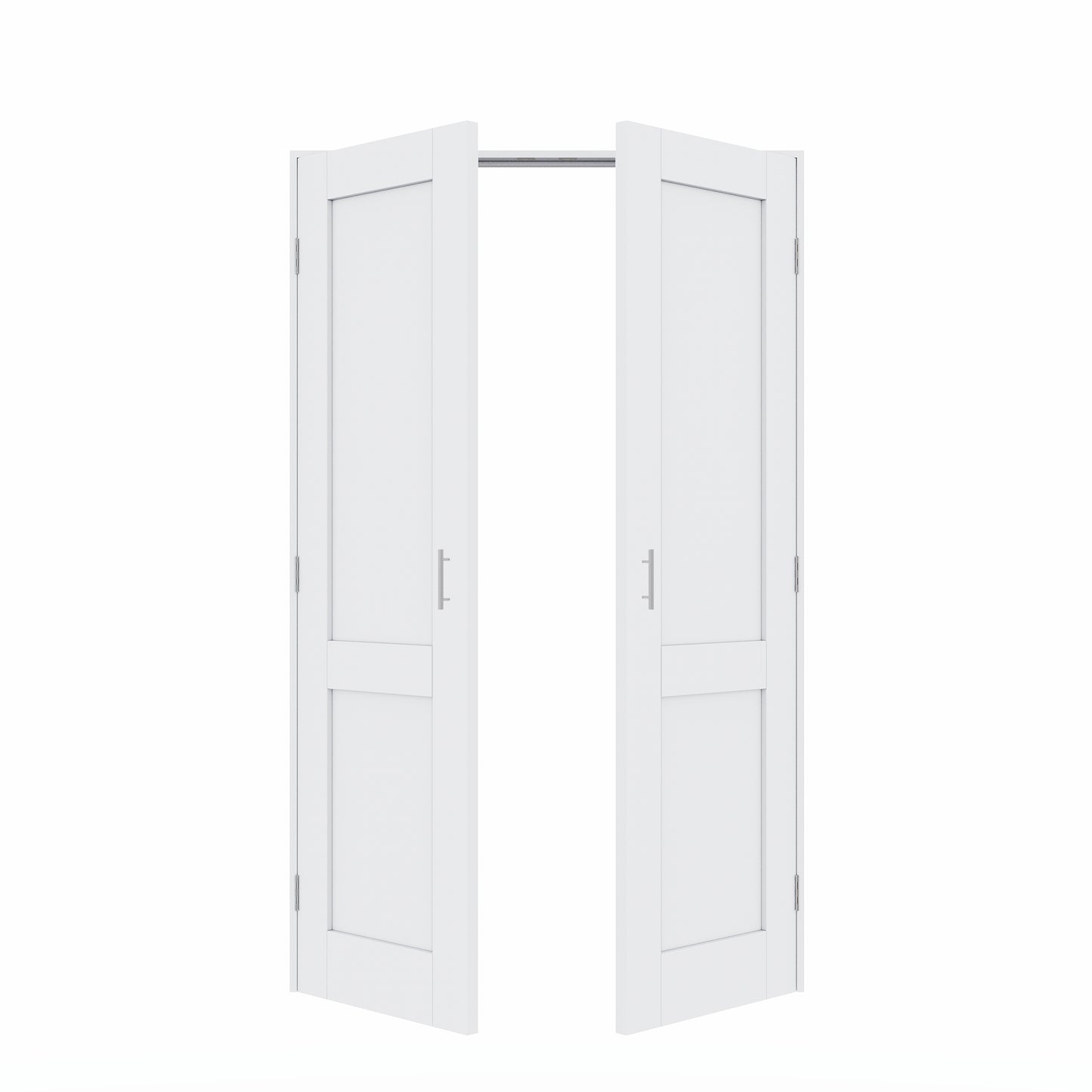 Jujubon 2-Lite Panel White Solid Core Finished Glass French Door Panels with Silver Ball Catch, with Ready-to-Assemble Jamb