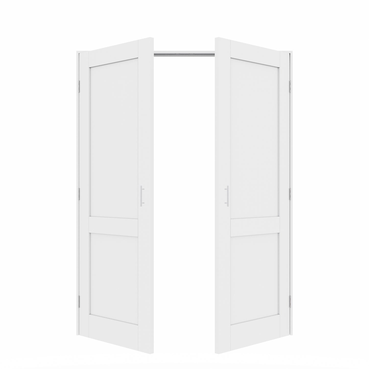Jujubon 2-Lite Panel White Solid Core Finished Glass French Door Panels with Silver Ball Catch, with Ready-to-Assemble Jamb
