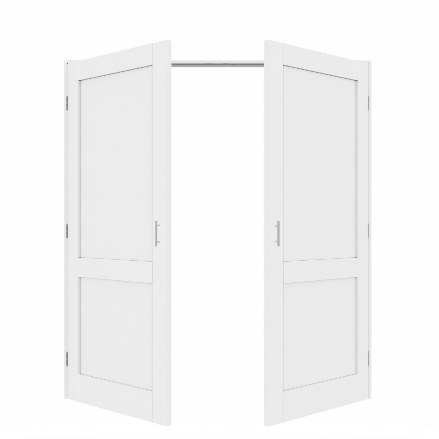 Jujubon 2-Lite Panel White Solid Core Finished Glass French Door Panels with Silver Ball Catch, with Ready-to-Assemble Jamb