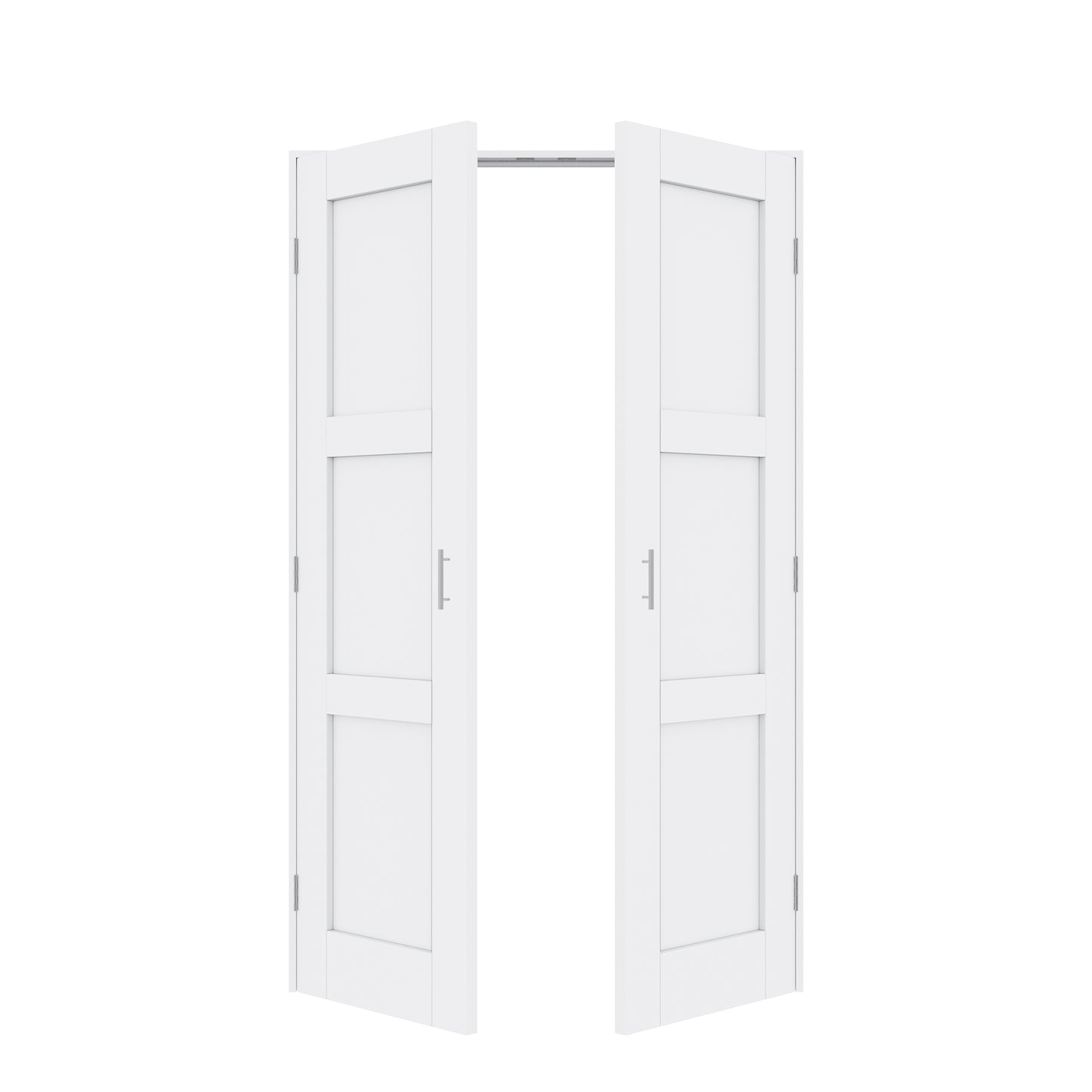 Jujubon 3-Lite Panel White Solid Core Finished Glass French Door Panels with Silver Ball Catch, with Ready-to-Assemble Jamb