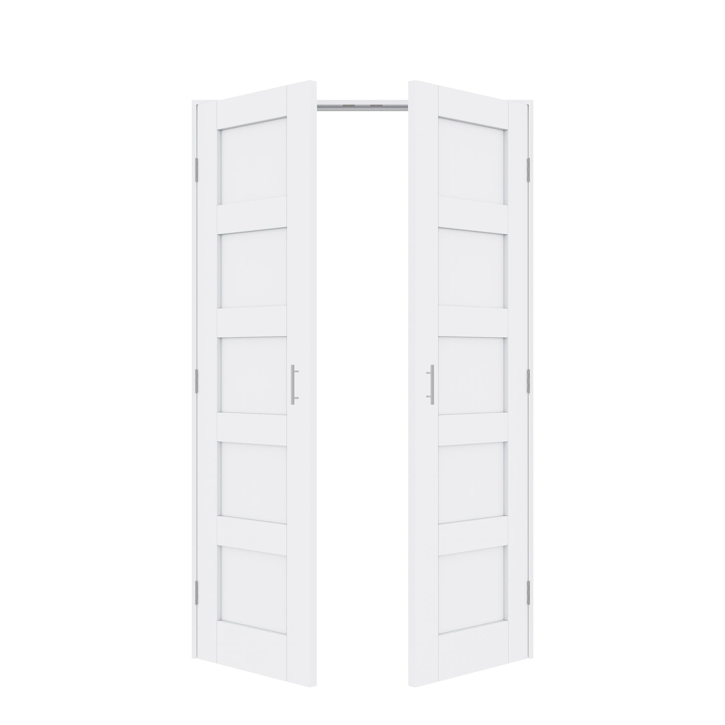 Jujubon 5-Lite Panel White Solid Core Finished Glass French Door Panels with Silver Ball Catch, with Ready-to-Assemble Jamb