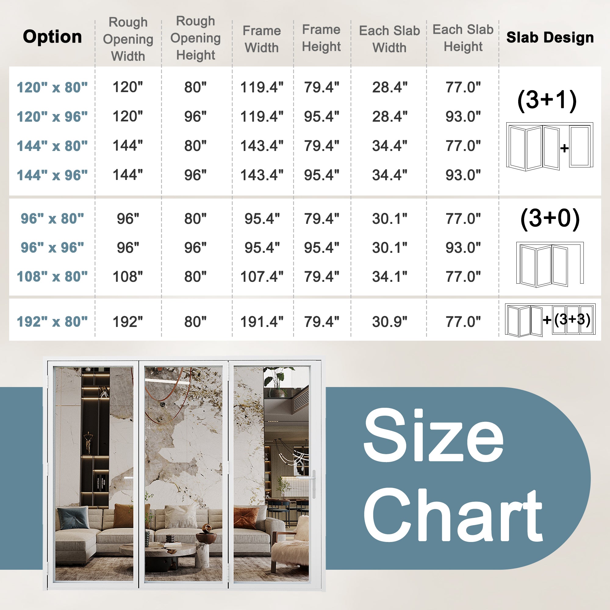 Jujubon 3 Panel Center Opening Outswing Double Tempered Glass White Aluminum Folding Patio Door
