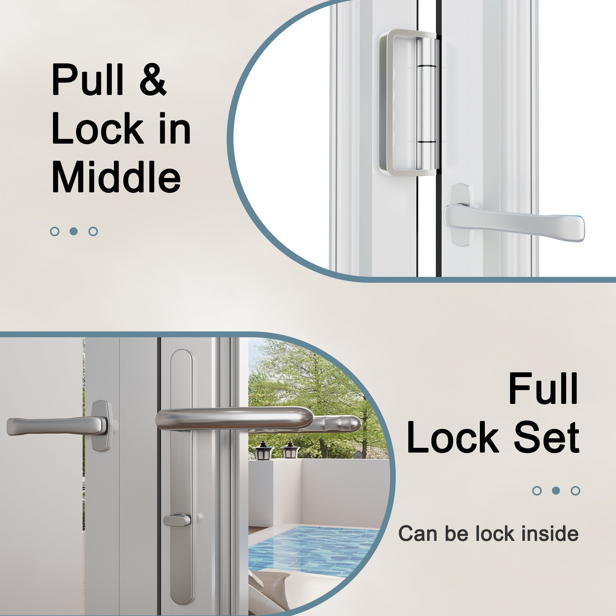 Jujubon 3 Panel Center Opening Outswing Double Tempered Glass White Aluminum Folding Patio Door