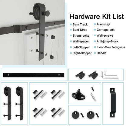 Barn Doors and Hardware Track Kit Included Handle, Heavy Solid Water-Resistant Anti-Scratch MDF Wood Sliding Barn Door, Simple DIY Assembly, Easy to Install, K-Frame, White