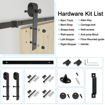 Barn Doors and Hardware Track Kit Included Handle, Unfinished, K-Design,Heavy Solid Anti-Scratch Solid Pine Wood, Wood Sliding Barn Door, Simple DIY Assembly, Easy to Install