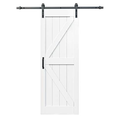 Barn Doors and Hardware Track Kit Included Handle, Heavy Solid Water-Resistant Anti-Scratch MDF Wood Sliding Barn Door, Simple DIY Assembly, Easy to Install, K-Frame, White
