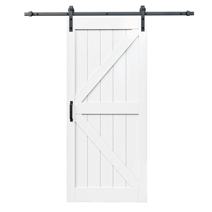 Barn Doors and Hardware Track Kit Included Handle, Heavy Solid Water-Resistant Anti-Scratch MDF Wood Sliding Barn Door, Simple DIY Assembly, Easy to Install, K-Frame, White