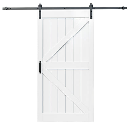 Barn Doors and Hardware Track Kit Included Handle, Heavy Solid Water-Resistant Anti-Scratch MDF Wood Sliding Barn Door, Simple DIY Assembly, Easy to Install, K-Frame, White