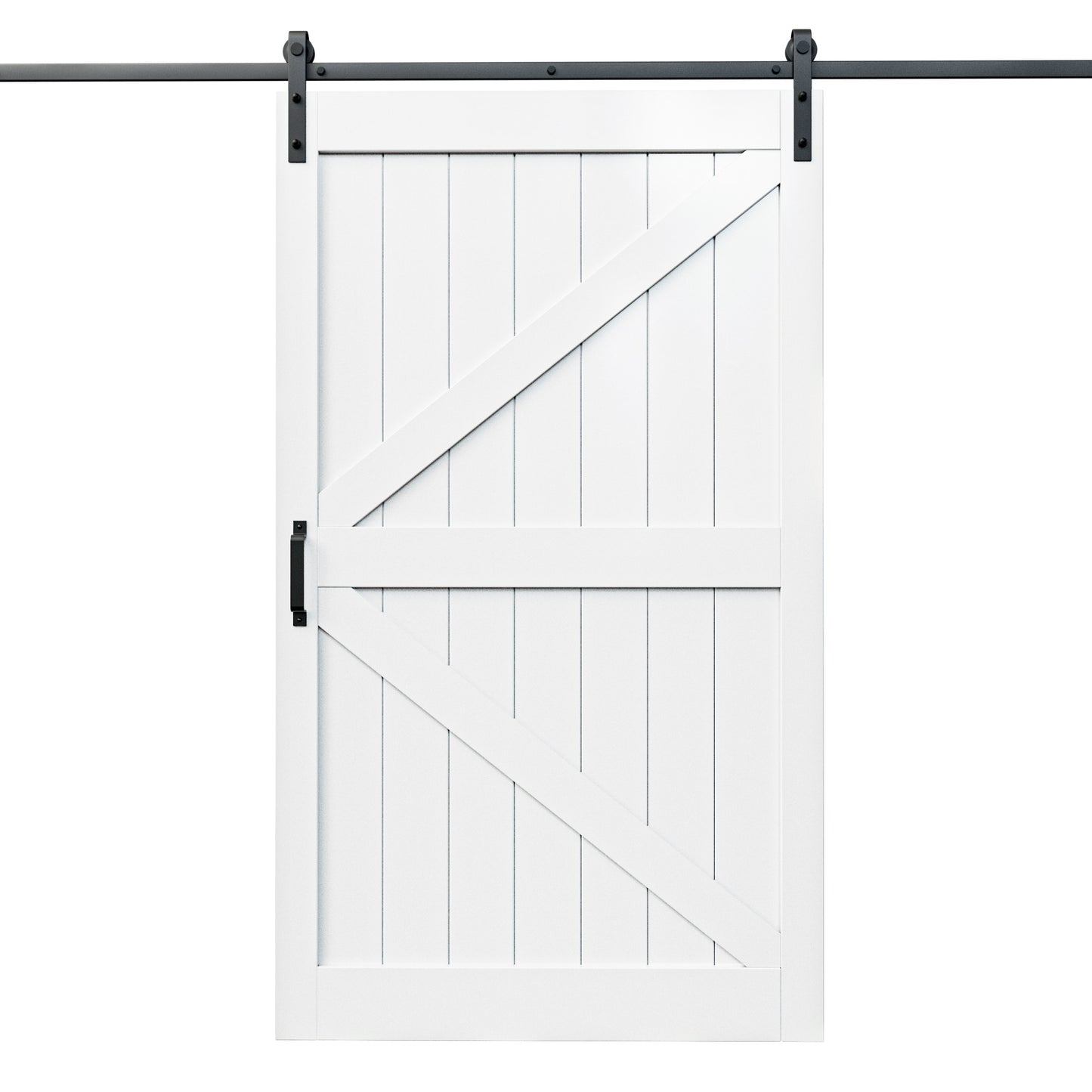 Barn Doors and Hardware Track Kit Included Handle, Heavy Solid Water-Resistant Anti-Scratch MDF Wood Sliding Barn Door, Simple DIY Assembly, Easy to Install, K-Frame, White