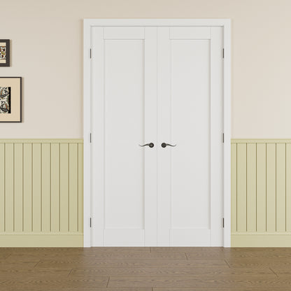 JUJUBON Prehung French Door, Solid Core Door Slabs with Jamb, Black Hinges, 4 Levers & Latch, Solid Core Interior Doors, Pre-Finished & Paintable, MDF Double Doors Interior