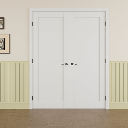 JUJUBON Prehung French Door, Solid Core Door Slabs with Jamb, Black Hinges, 4 Levers & Latch, Solid Core Interior Doors, Pre-Finished & Paintable, MDF Double Doors Interior