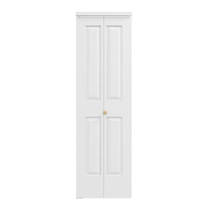 [Paintable] JUJUBON 4 Panel BiFold Doors, Hardware Kit Included, Interior Folding Door Pre-Drilled Holes Easy Assembly,White