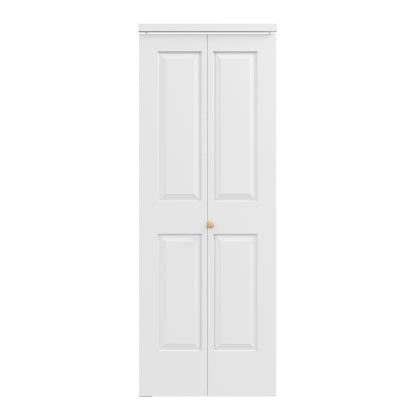 [Paintable] JUJUBON 4 Panel BiFold Doors, Hardware Kit Included, Interior Folding Door Pre-Drilled Holes Easy Assembly,White