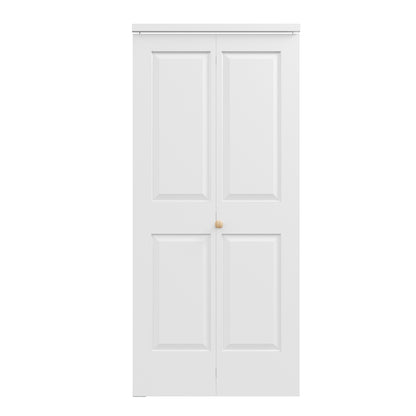 [Paintable] JUJUBON 4 Panel BiFold Doors, Hardware Kit Included, Interior Folding Door Pre-Drilled Holes Easy Assembly,White
