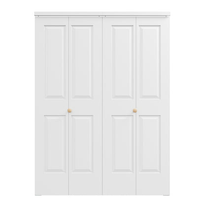 [Paintable] JUJUBON 4 Panel BiFold Doors, Hardware Kit Included, Interior Folding Door Pre-Drilled Holes Easy Assembly,White