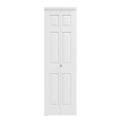 [Paintable] JUJUBON 6 Panel BiFold Doors, Hardware Kit Included, Interior Folding Door Pre-Drilled Holes Easy Assembly,White