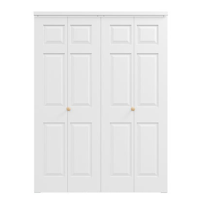 [Paintable] JUJUBON 6 Panel BiFold Doors, Hardware Kit Included, Interior Folding Door Pre-Drilled Holes Easy Assembly,White