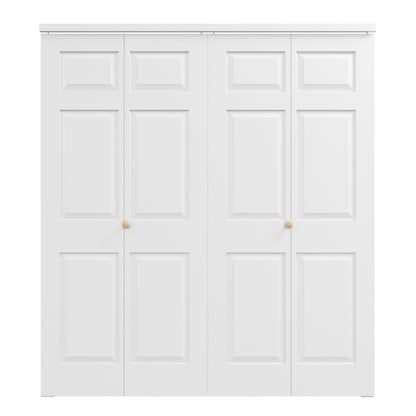 [Paintable] JUJUBON 6 Panel BiFold Doors, Hardware Kit Included, Interior Folding Door Pre-Drilled Holes Easy Assembly,White
