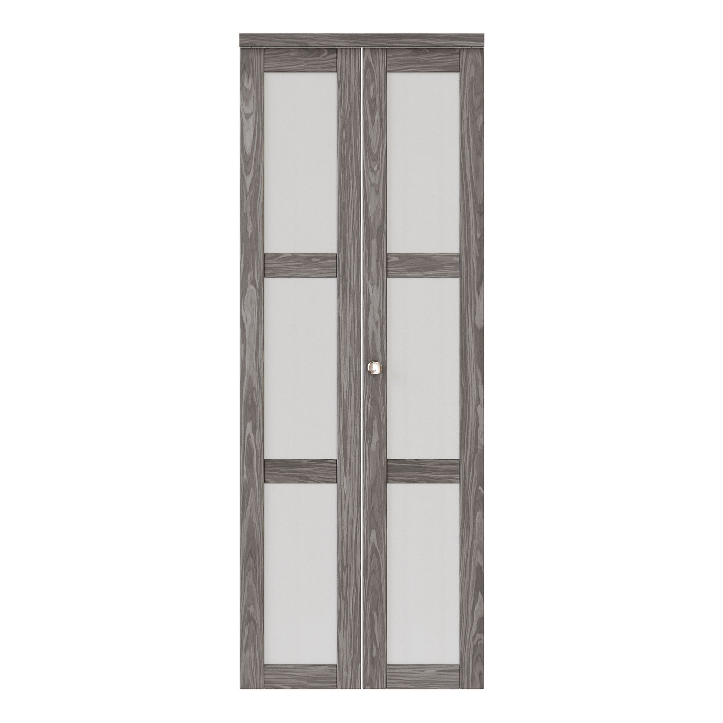 JUJUBON Bi-Fold Doors, 3-Lite Tempered Frosted Glass Closet Door Hardware Kit Included, Interior Folding Door Pre-Drilled Easy Assembly, Ancient Wood Color