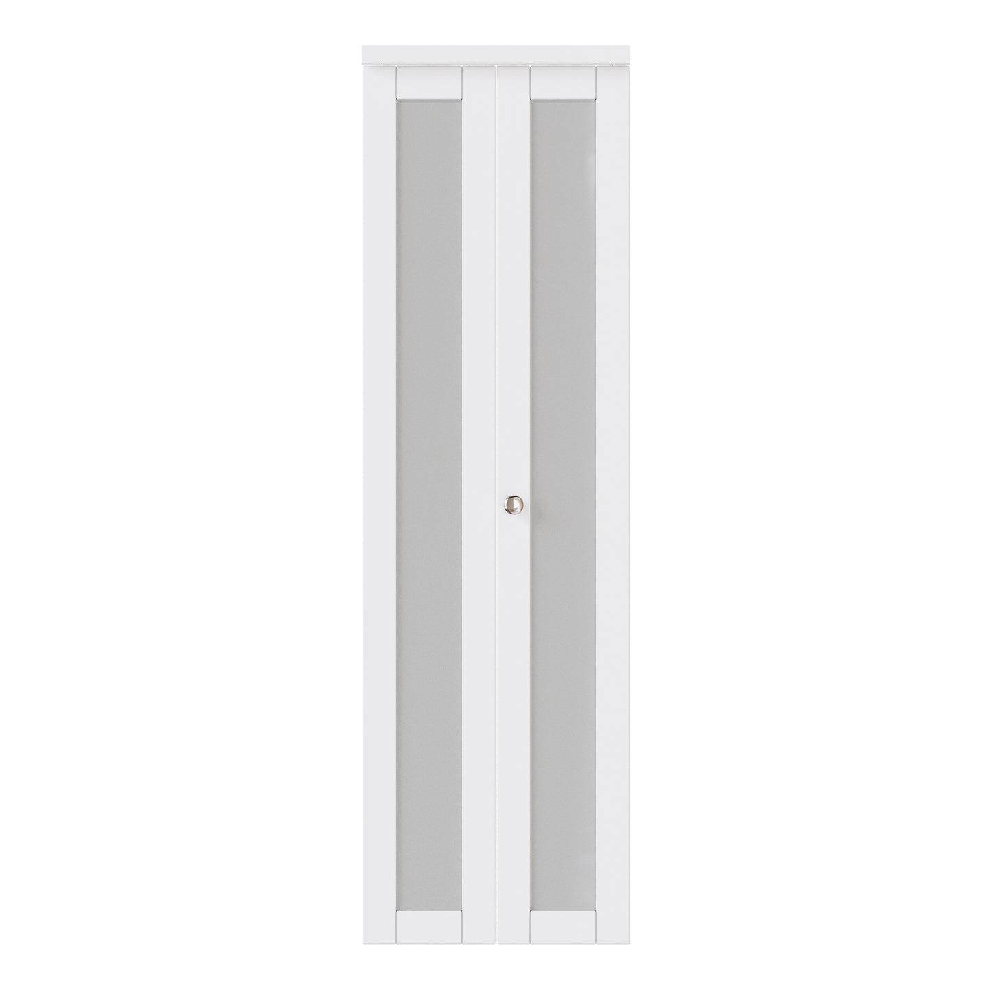 JUJUBON Bifold Doors,Tempered Frosted Glass Bifold Closet Door with Sliding Hardware Kit, Interior Bi Fold Doors for Pantry, Solid Build Quality & Easy Install, White
