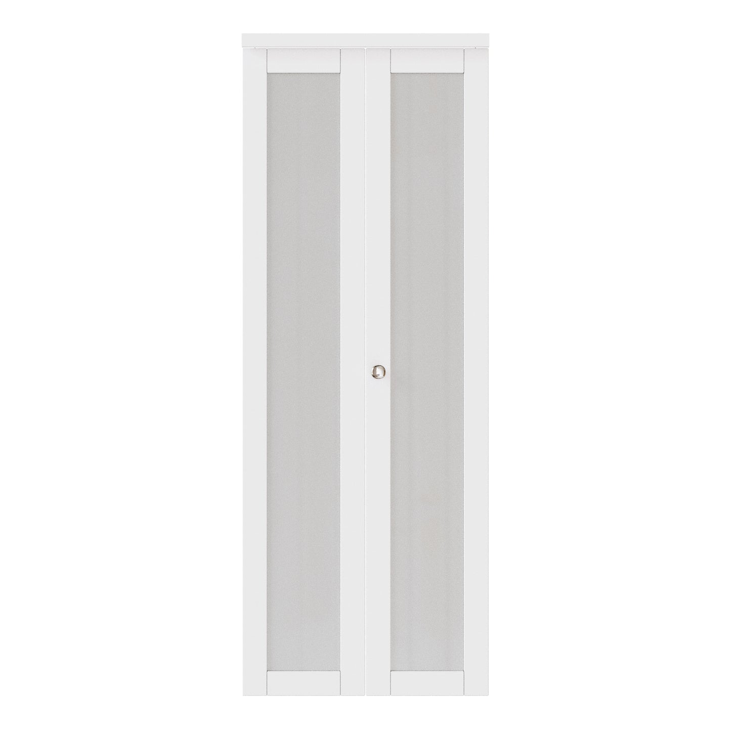 JUJUBON Bifold Doors,Tempered Frosted Glass Bifold Closet Door with Sliding Hardware Kit, Interior Bi Fold Doors for Pantry, Solid Build Quality & Easy Install, White