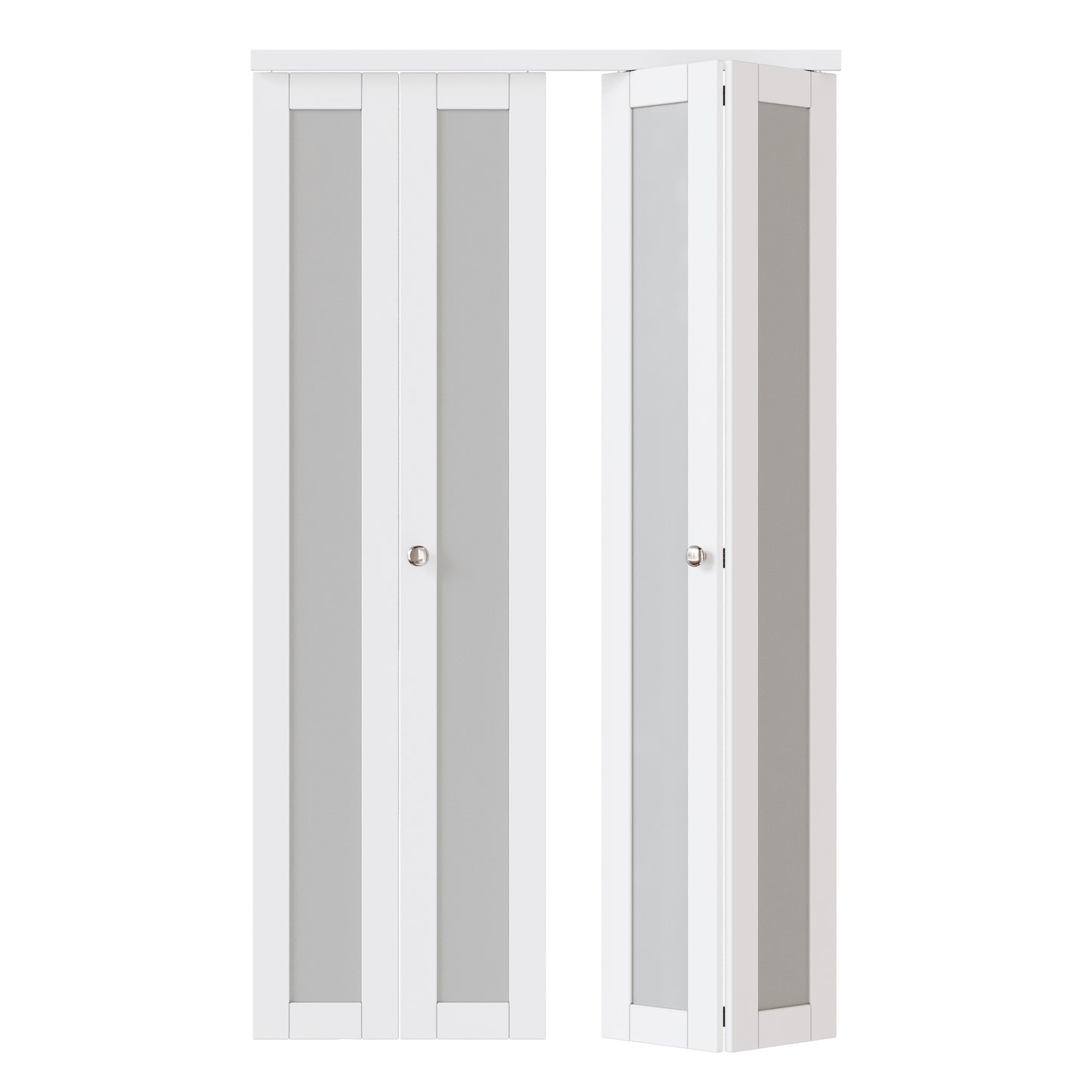 JUJUBON Bifold Doors,Tempered Frosted Glass Bifold Closet Door with Sliding Hardware Kit, Interior Bi Fold Doors for Pantry, Solid Build Quality & Easy Install, White