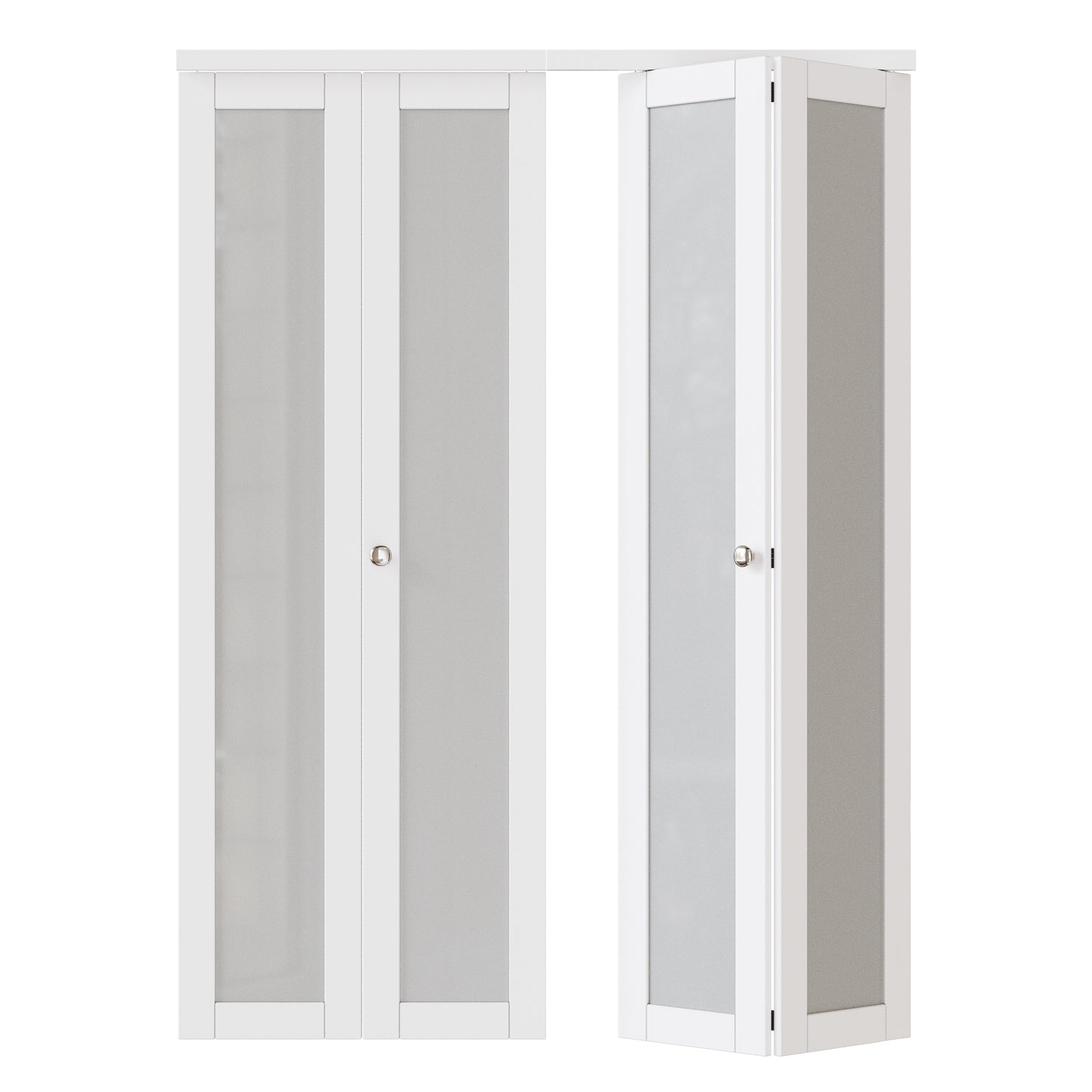 JUJUBON Bifold Doors,Tempered Frosted Glass Bifold Closet Door with Sliding Hardware Kit, Interior Bi Fold Doors for Pantry, Solid Build Quality & Easy Install, White