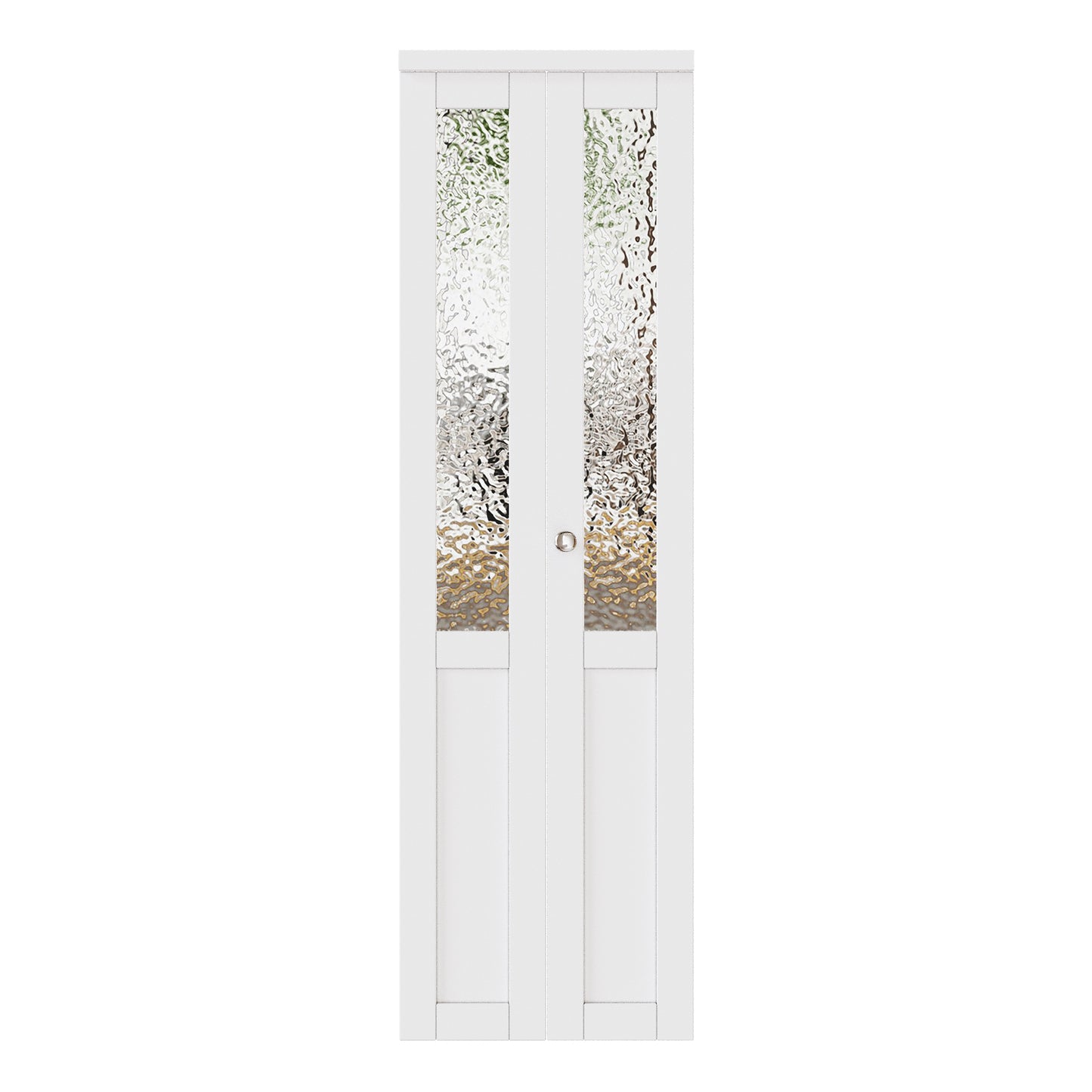 JUJUBON Bi-Fold Doors for Opening, Half Tempered Frosted Glass Closet Door with MDF Panel & PVC Covered & Hardware Kit Included, Interior Folding Door Easy Assembly