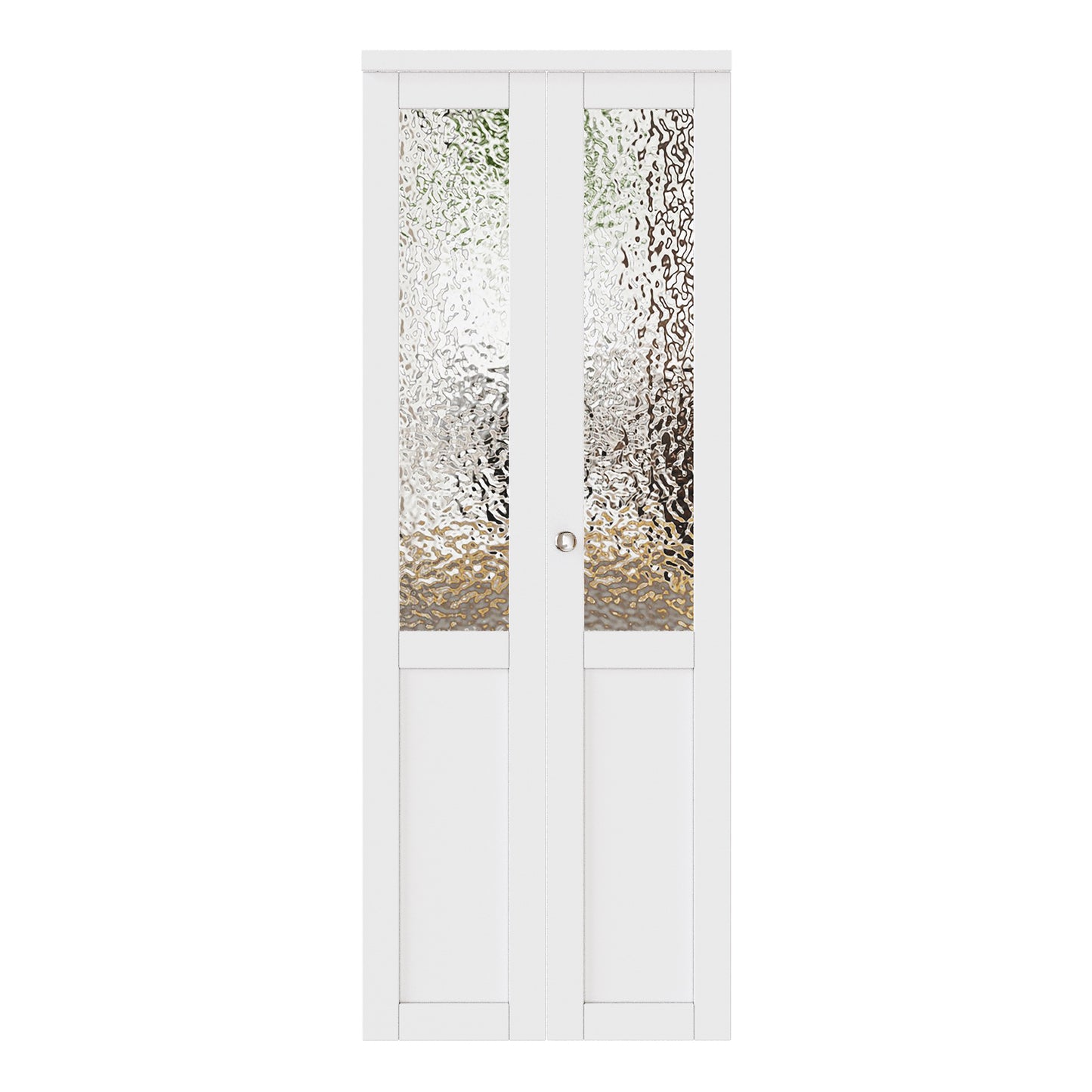 JUJUBON Bi-Fold Doors for Opening, Half Tempered Frosted Glass Closet Door with MDF Panel & PVC Covered & Hardware Kit Included, Interior Folding Door Easy Assembly
