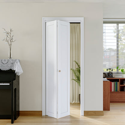 [Paintable] JUJUBON Bi-Fold Doors, Solid MDF Panel Closet Door Hardware Kit Included, Interior Folding Door Pre-Drilled Holes Easy Assembly