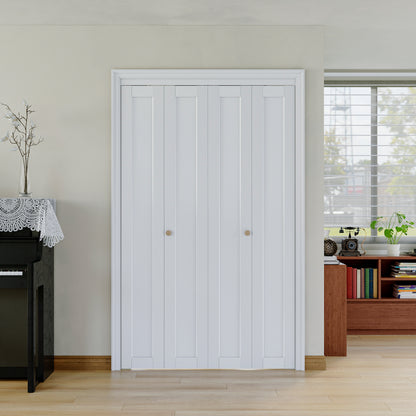 [Paintable] JUJUBON Bi-Fold Doors, Solid MDF Panel Closet Door Hardware Kit Included, Interior Folding Door Pre-Drilled Holes Easy Assembly