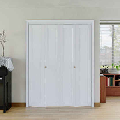 [Paintable] JUJUBON Bi-Fold Doors, Solid MDF Panel Closet Door Hardware Kit Included, Interior Folding Door Pre-Drilled Holes Easy Assembly