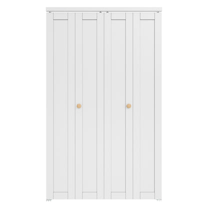 [Paintable] JUJUBON Bi-Fold Doors, Solid MDF Panel Closet Door Hardware Kit Included, Interior Folding Door Pre-Drilled Holes Easy Assembly