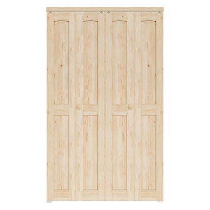 JUJUBON Solid Bifold Closet Door, Pine Wood Interior Door Slab with Bi-Fold Hardware, Folding Door Interior with Hardware, Fascia & Knob, Unfnished Smooth Surface