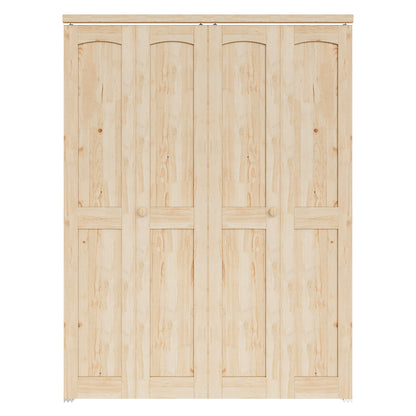 JUJUBON Solid Bifold Closet Door, Pine Wood Interior Door Slab with Bi-Fold Hardware, Folding Door Interior with Hardware, Fascia & Knob, Unfnished Smooth Surface