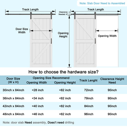 Barn Doors and Hardware Track Kit Included Handle, Heavy Solid Water-Resistant Anti-Scratch MDF Wood Sliding Barn Door, Simple DIY Assembly, Easy to Install, K-Frame, White