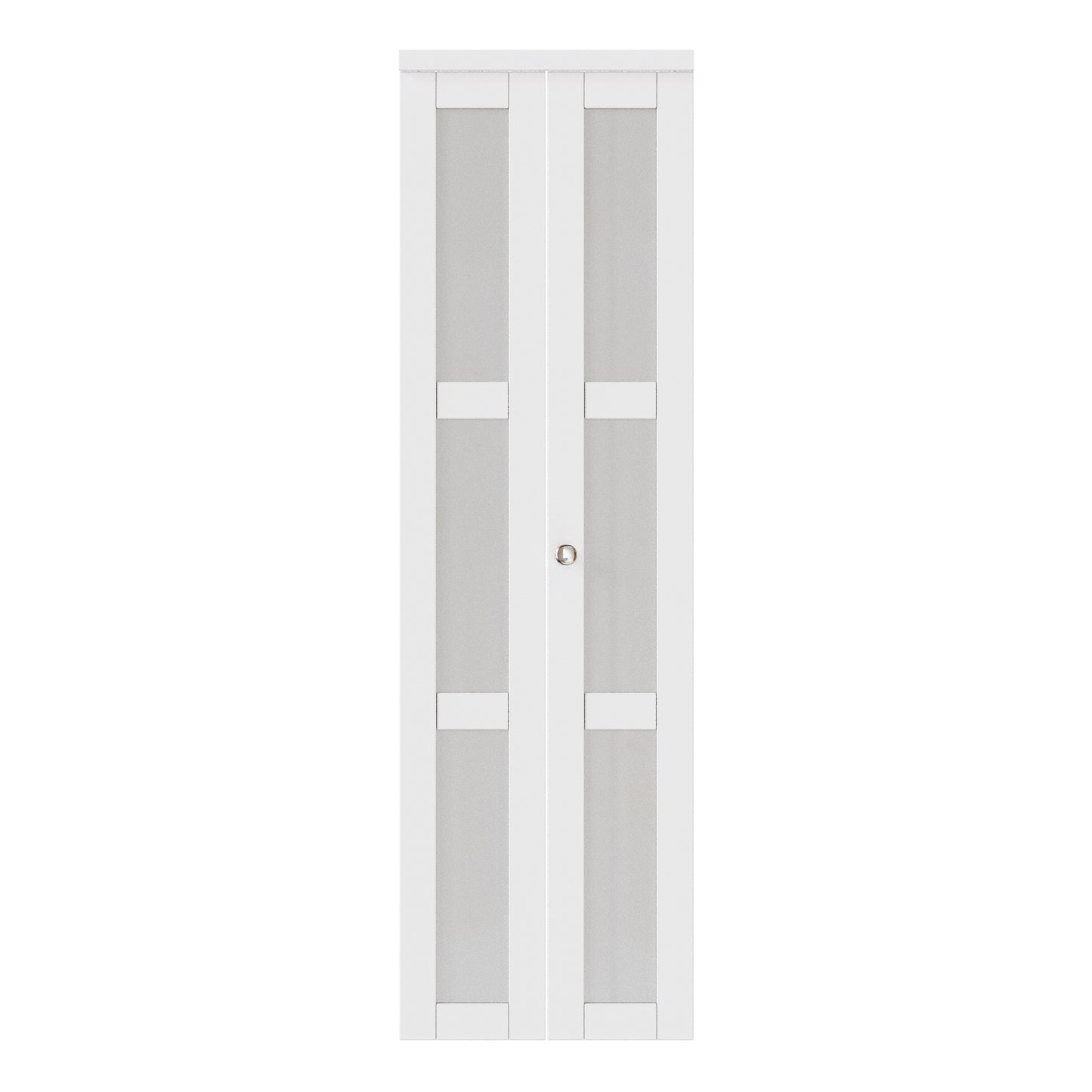 JUJUBON Bifold Doors, 3-Lite Tempered Frosted Glass Closet Door with Sliding Hardware Kit, Interior Bifold Doors for Pantry, Solid Build Quality & Easy Install, White